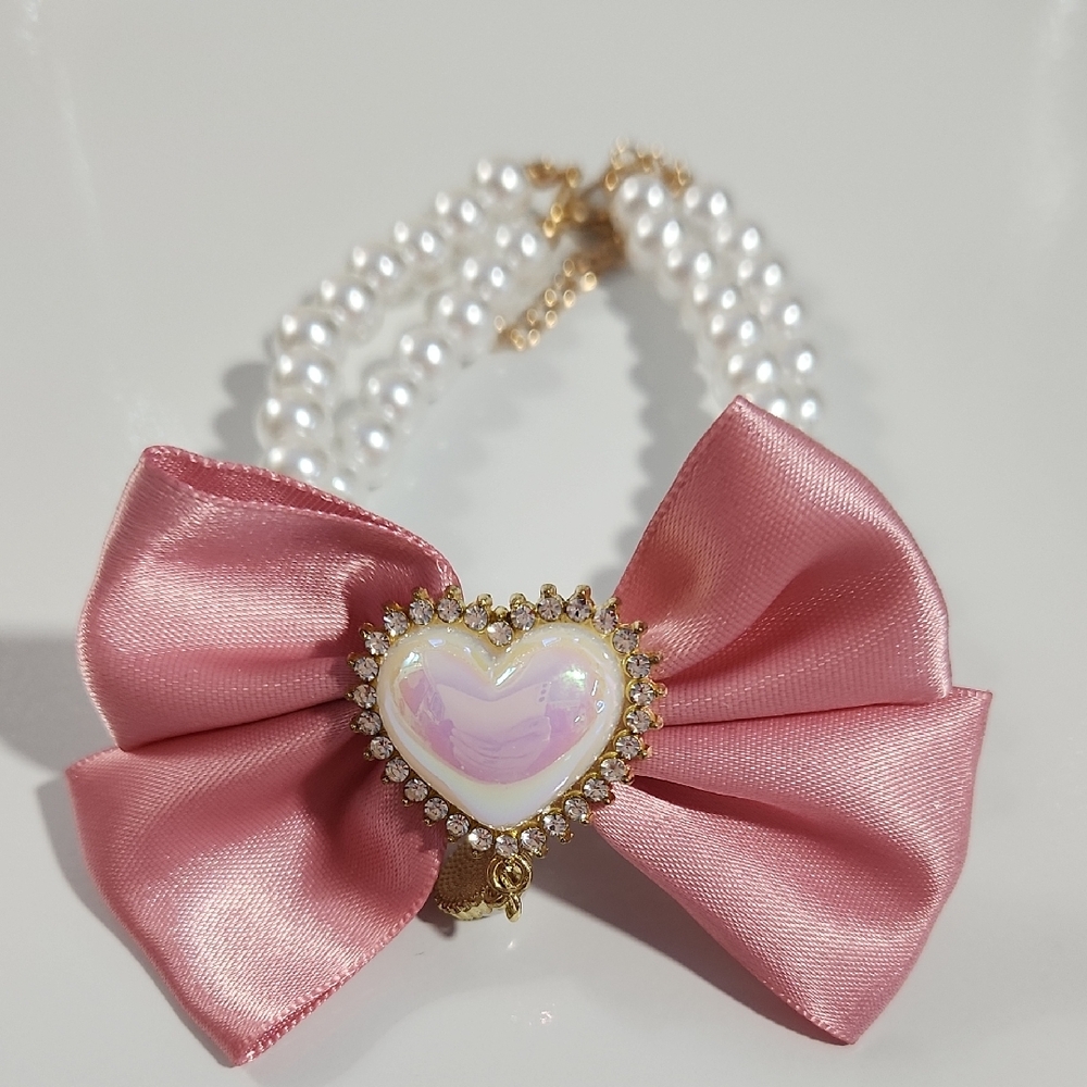 Double Layer Bow Knot Pet Collar Adjustable Small Size